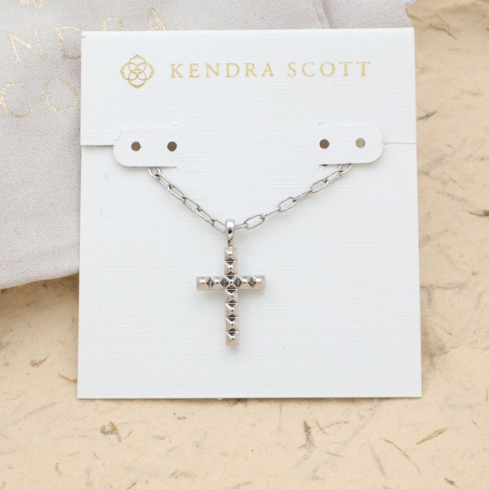 Kendra Scott Jada Cross Silver Short Pendant Necklace Elegant Style New